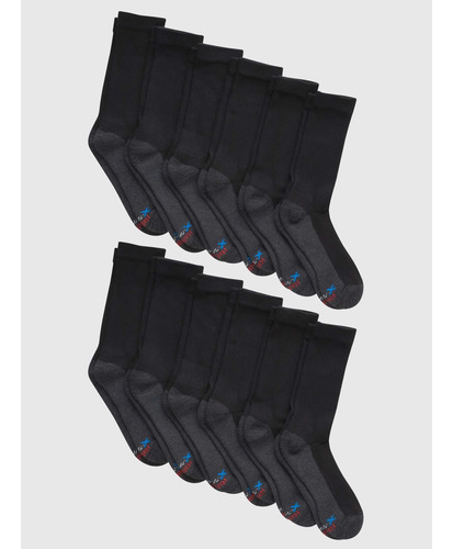 Pack 6 Pares De Calcetines Negros Hanes Largos Para Hombre