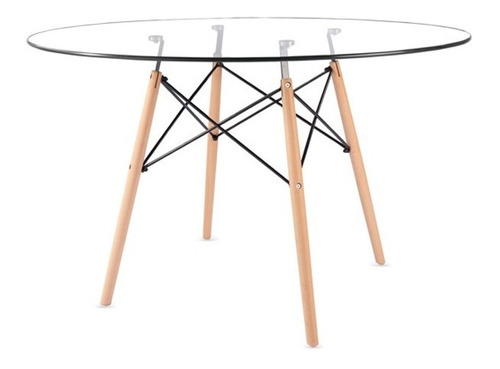 Mesa De Comedor Eames Tapa De Vidrio 120cm Diseño Nordico