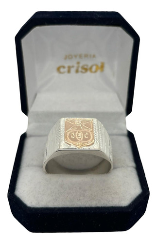 Anillo Sello De Plata C/logo Oro9k Cuadros De Futboll (s161)