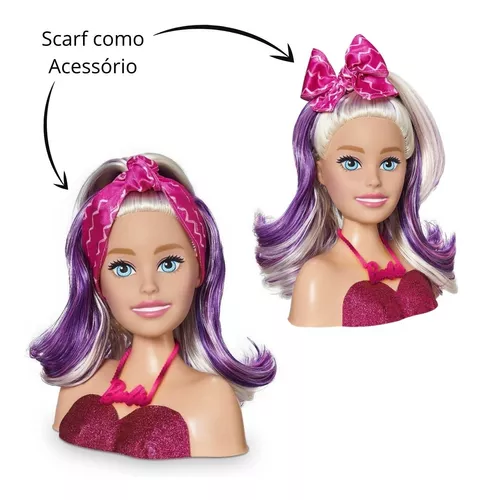 Busto Boneca Barbie Para Pentear E Maquiar Vem Com Maquiagem - Ri Happy