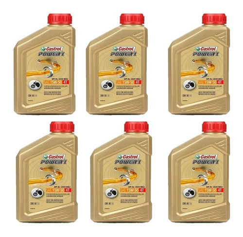 Aceite Castrol Moto Semisintetico Power 1 15w50 X 6 Litros