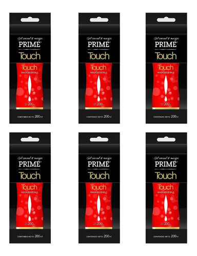 Gel Intimo Prime Touch 200 Ml. Masajes Y Lubricante X 6 Un.