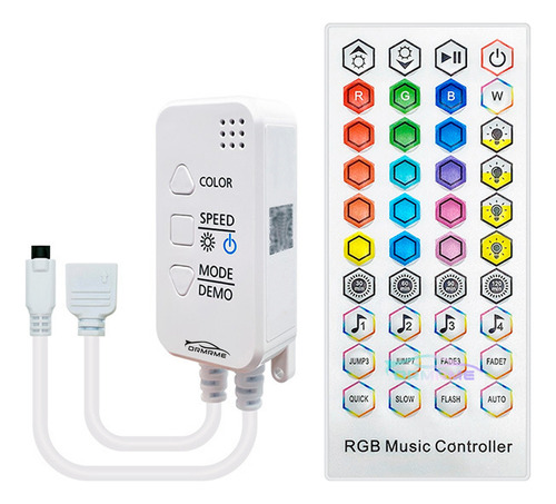 Controlador Ritmico Bluetooth Fita Rgb 1 Vias + Controle 44 Bivolt