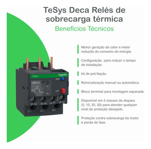 Relé De Sobrecarga Térmico 12-18a Classe 10 Lrd21 Schneider