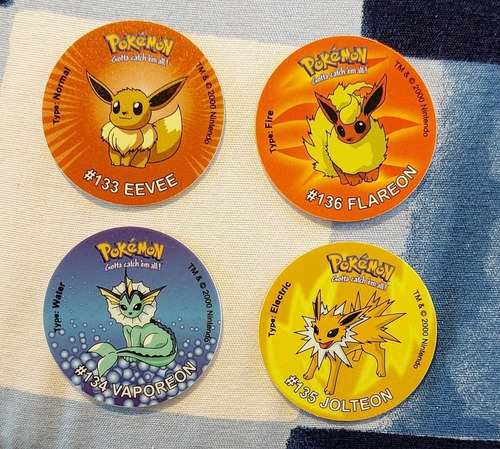 Album Set 4 Tazos Pokemon / Linea Evolutiva De Eevee
