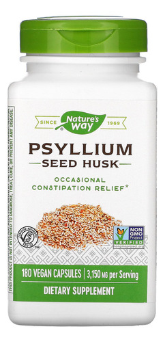 Natures Way Psyllium Seed Husk 180caps Veganas Sabor Neutro