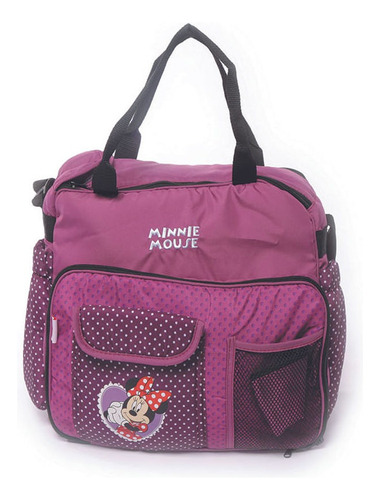 Bolso Maternal Con Cambiador Disney Violeta Minnie Diseño De La Tela Liso