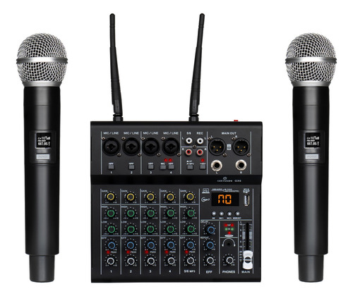 Mezcladora Gc Gx6 Multifuncional 6 Canales Con 2 Microfonos