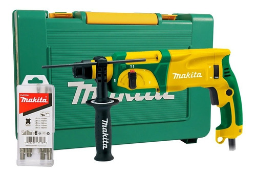 Martelete eletropneumático Makita Industrial HR2470 amarelo e verde com 800W de potência 220V