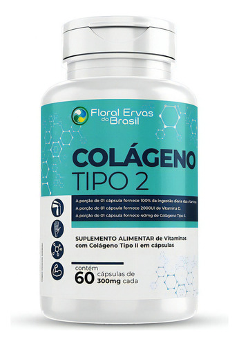 Colágeno Tipo 2 I I 20x 60 Cápsulas + Vitaminas Máx 1 Ao Dia Sabor Sem Sabor