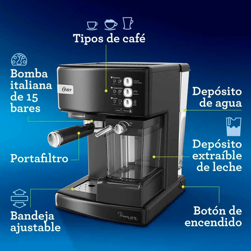 Cafetera Express Oster Espresso Em6603b 15 Bares Negro 15 Ba