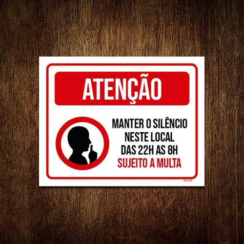 Kit 5 Placas Atenção Mantenha Silêncio Neste Local