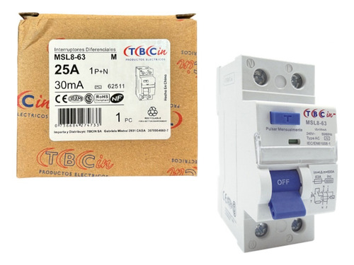 Disyuntor Diferencial 25a Bipolar 30ma Monofasico