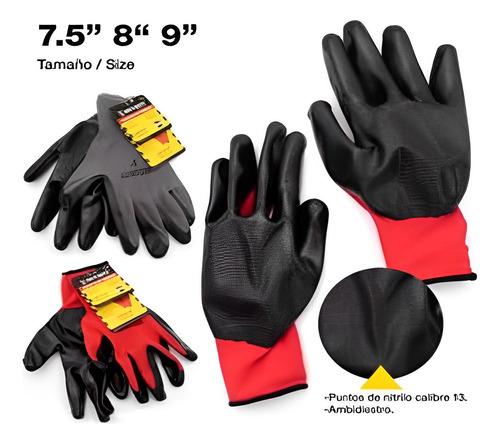 Guantes De Trabajo Con Puntos De Nitrilo. Pares Security