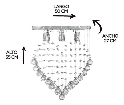 Candil Colgante de Cristal Cortado Gamalux Williams Krystal Corazón de 6 Luces GU10 Cromado