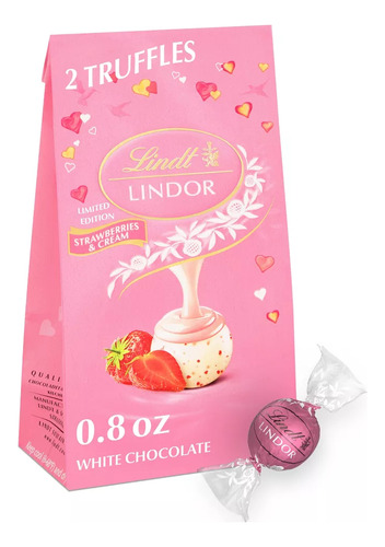 Bolsita Regalo San Valentín 2 Trufas Chocolate Blanco Fresa