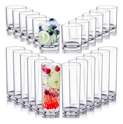 Hushee Juego De 24 Vasos De Plastico Transparente Reutilizab