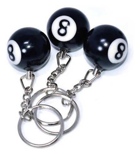 Llavero Con Bola De Billar Numero 8 - Pack X 16