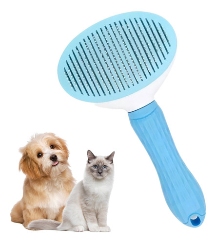 Peine Para Perro Gato Quita Pelo Para Mascotas Automatico Color Azul Claro