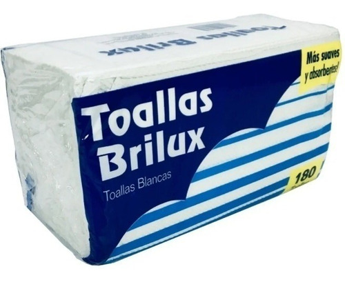 Imagen 2 de 2 de Toallin Toalla Intercalado Blanco Brilux 12x180toallines