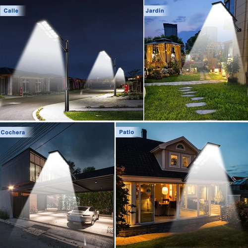 Sjrohe lampara solar exterior 1000w,luminaria led panel solar ,iluminacion exterior Luz Led Solar focos solares Con Mando A Distancia Y Sensor Movimiento, cubierta,garaje,pasillo,patio,jardín,porche