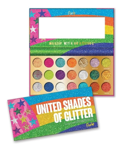 Paleta Rude Cosmetics 21 Glitters Compactos United Shades