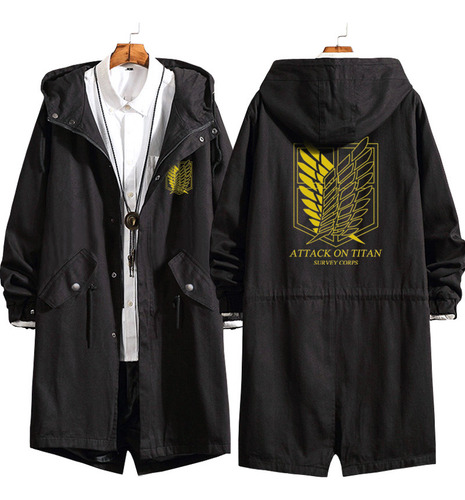Chaqueta Larga Con Capucha Attack On Titan Eren Levi Wind Tr