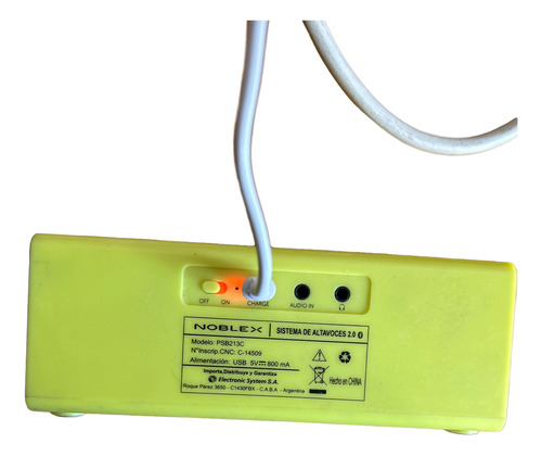 Parlante Portatil Bluetooth Psb 213 Noblex Amarillo (Usado)