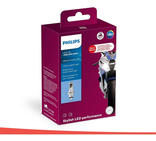 Lâmpada Led Ultinon Philips Moto Hs1 / H4 12v 6000k