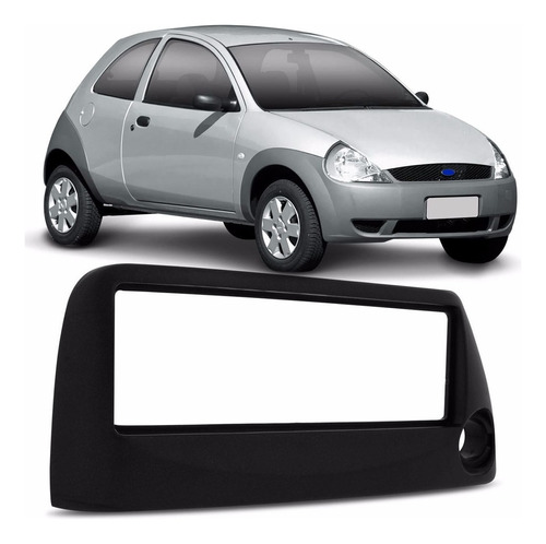 Moldura Painel 1 Din Radio Player Ford Ka 2002 2003 Preto