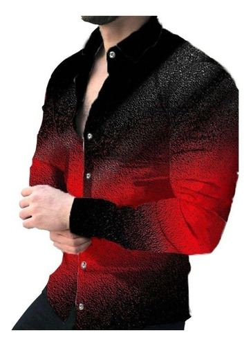 Camisa De Hombre De Manga Larga Con Estampado Digital