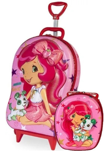 Imagem 1 de 10 de Mochilete Moranguinho Pets 3d Mochila Escolar + Lancheira
