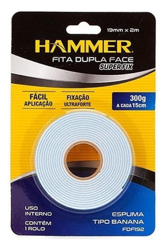 Fita Dupla Face Espuma Tipo Banana 19mm X 2m Fdf192 Hammer