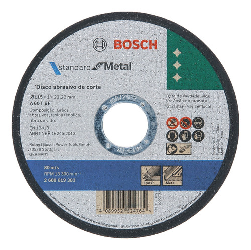 Disco De Corte 115 Mm (4 1/2) Metal Bosch - 50 Unidades
