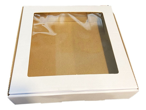 Caja Desayuno Torta Regalo Sandwich Blanca Visor 28x28x7 X50