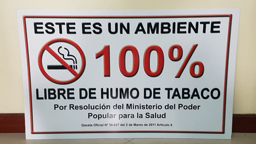 Aviso Ambiente 100% Libre De Humo De Tabaco
