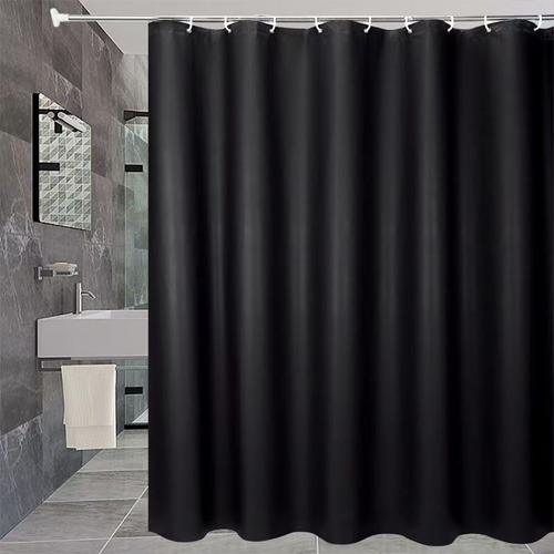 Cortinas De Baño Impermeable Antimoho Poliester ,180*180 Cm Color Negro Ch