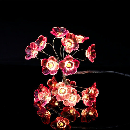 Decoración Navideña De 2 M Y 20 Led Con Forma De Flor De Cer
