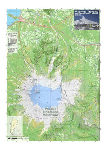 Imagen 1 de 4 de Mapa Topográfico: Volcán Villarrica / Volcán Quetrupillán