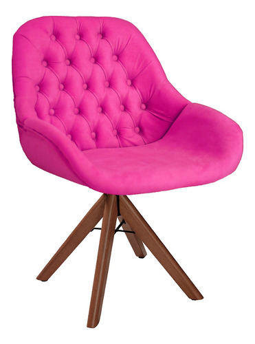 Cadeira Alice Base Giratória Madeira Sala Quarto Escritório Cor Suede Rosa Pink