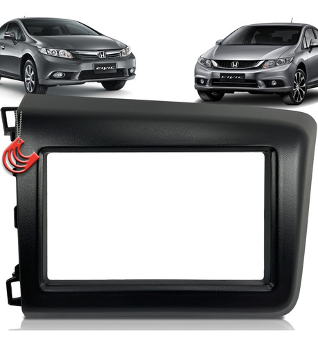 Moldura 2 Din Honda New Civic 2012 A 2016 Double Preto