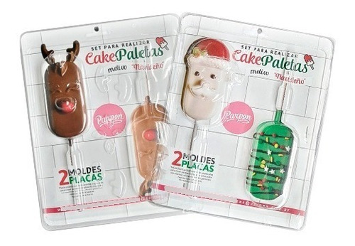 Cakepaletas Navidad Placa Para Chocolate Set X 2  Parpen