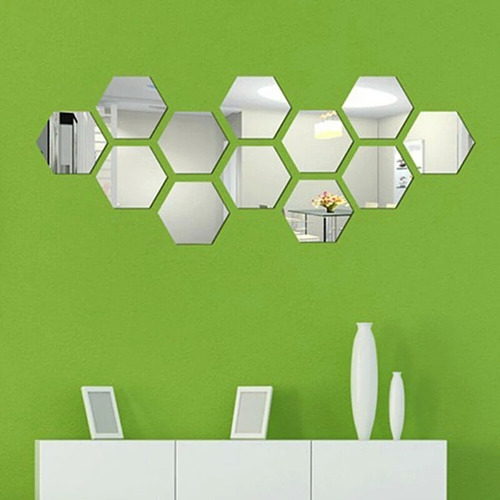 12 Espejos Para Pared Pegatina Hexagonal 3d Decoración Hogar