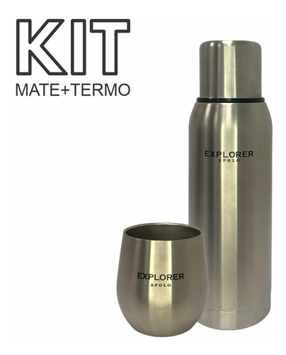 Kit Termo 1 L + Mate 193 Ml Plata