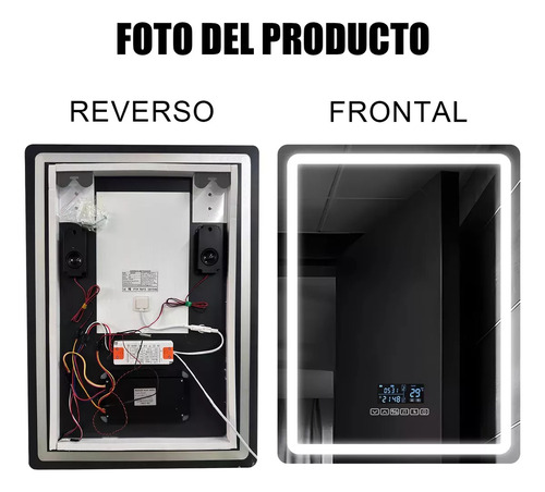 Vasoyo Espejo De Baño Led , Desafog, Inducción 70*50cm,antivaho, Interruptor Táctil, Dimmable, 3 Colores De Luz, Espejo De Baño Rectangular,antióxido, Vidrio Templado
