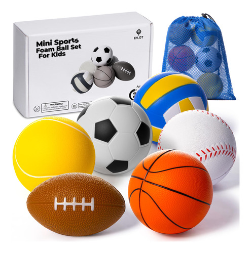 Juego De 6 Mini Pelotas Deportivas De Espuma Para Niños, Ju