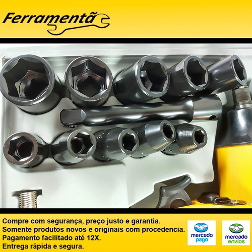 Imagem 3 de 7 de Chave Impacto 1/2 Kit 10 Soquetes Chi 320k Chiaperini Maleta