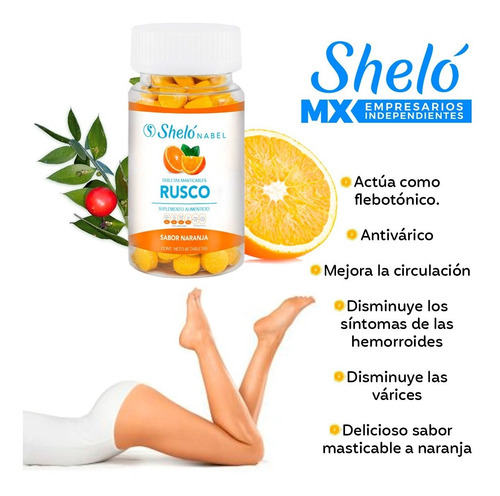 Imagen 4 de 5 de Tabletas Rusco Sheló Auxiliar Hemorroides Y Varices Natural