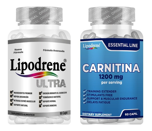 Combo Lipodrene Ultra 90 Caps + Carnitina Essential 60caps