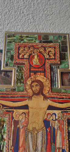Cuadro Del Cristo De San Damian En Madera Y Cerámica